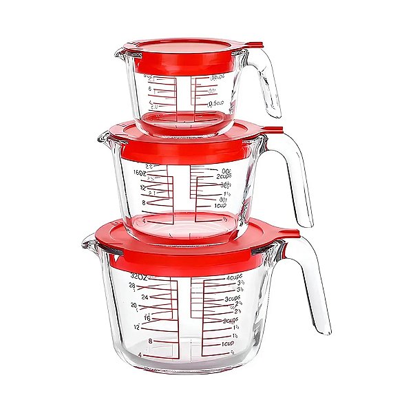 Kit 3 Copos Medidores Vidro Borossilicato 250 500 1000ml
