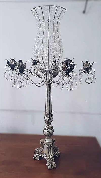 Candelabro cristal prata apoio para velas