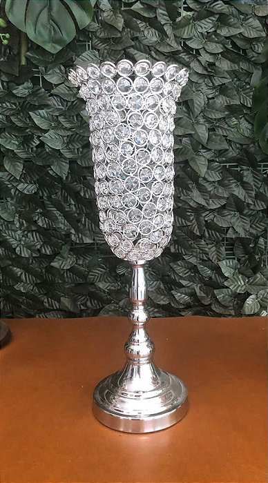 Centro de mesa taça cristal pedras prata