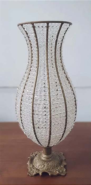 Vaso miçangas transparente dourado