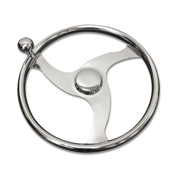 Volante Náutico em Aço Inoxidável Com Knob 15-1/2" Pol.