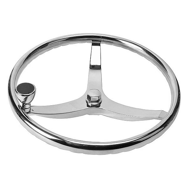 Volante Náutico Aço Inoxidável Fishing com Knob 13-1/2Pol