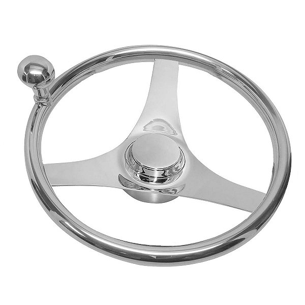 Volante Náutico em Aço Inox com Knob Para Barcos 13-1/2" Pol