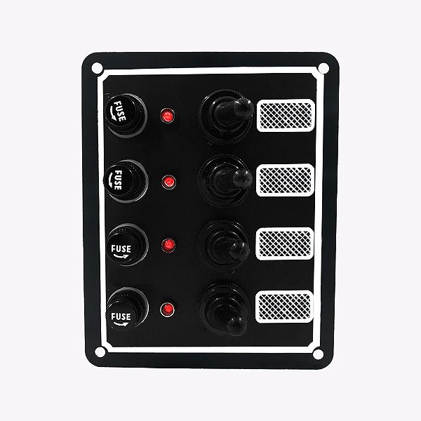 Painel de Comando 4 Funções com Fusíveis Para Barcos Lanchas