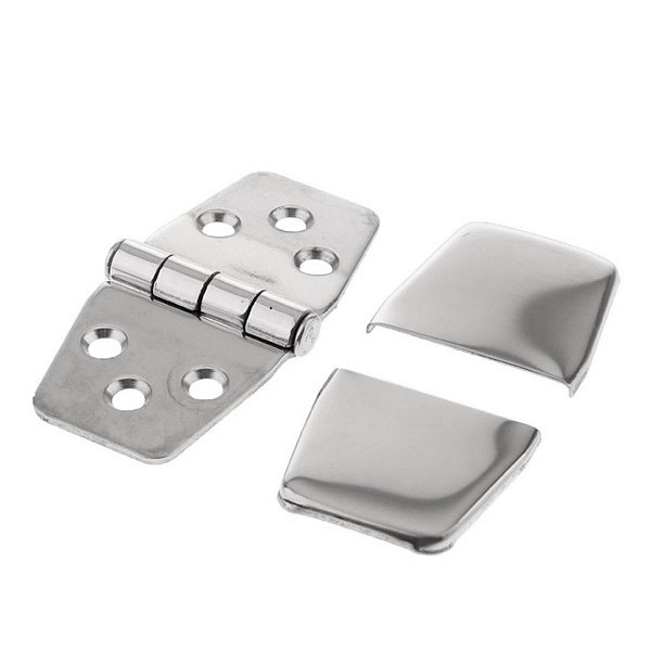 Dobradiça em Aço Inox de 6 Furos com Capa