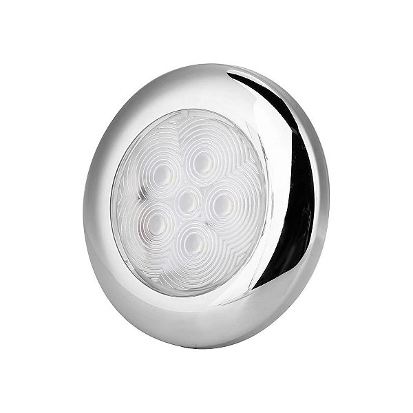 Luminária de Cabine 6 LED's 12V Branca em Aço Inox Para Embarcações