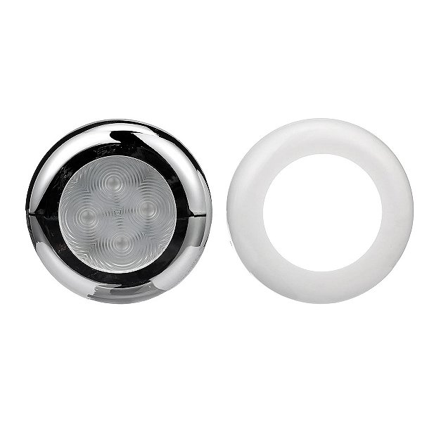 Luminária de cabine 4 LED's 12V Vermelha Duas Molduras Para Embarcações