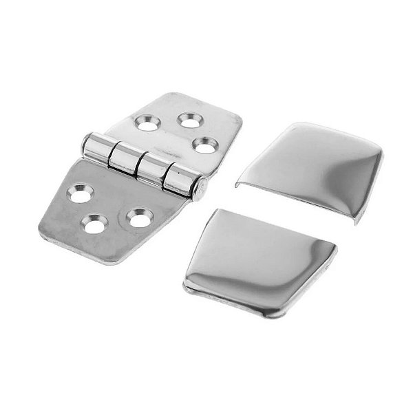 Dobradiça De 6 Furos Com Capa Aço Inox 316 76 X 40 X 2 mm