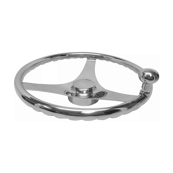 Volante Náutico Aço Inox Com Knob 13-1/2 Pol