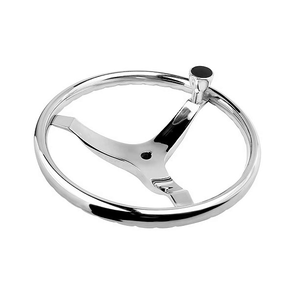 Volante Náutico Aço Inox Fishing Com Knob 13-1/2 Pol