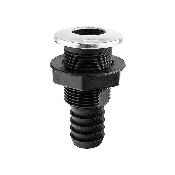 Saída de Costado Em Nylon Cor Preta Acabamento em Aço Inox 316 1 Pol