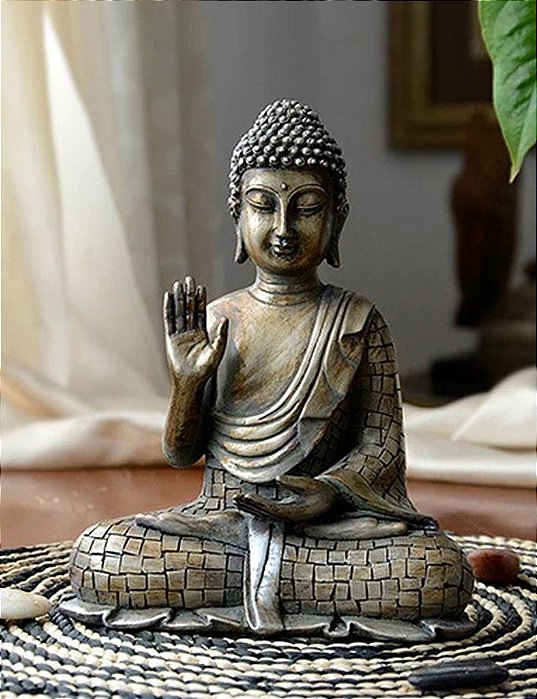 Escultura Buda em Resina – Bronze - Tema NBeauty Casa E Decoração