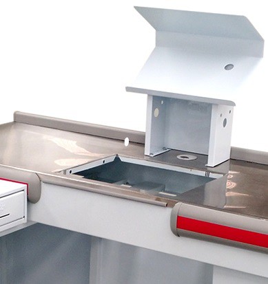 Checkout Caixa de Supermercado 1.80mts com Furação para Balança Embutida com Gaveta de Dinheiro Manual e Suportes - Esquerda/Direita - Mesa Reta - BCL18FB