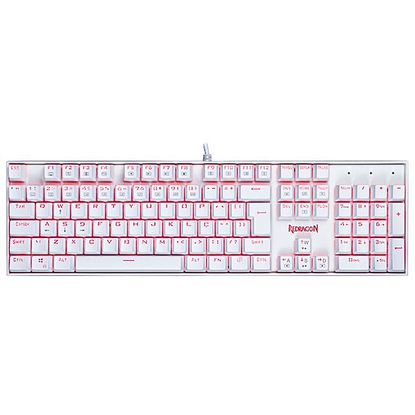 Teclado Gamer Mitra K551W Branco Outemu Brown  Redragon