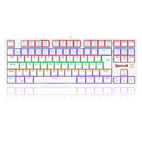 Teclado Mecânico Redragon Daksa Lunar White Rainbow Vermelho