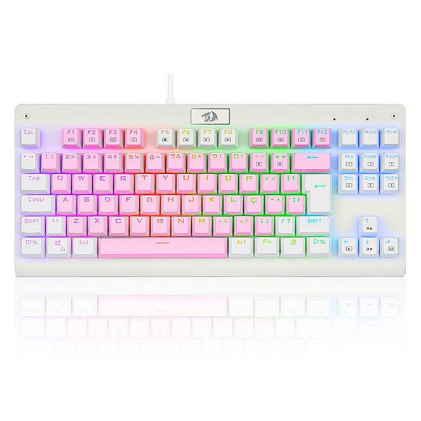 TECLADO  GAMER DARK AVENGER RGB ROSA E BRANCO SWITCH MARROM