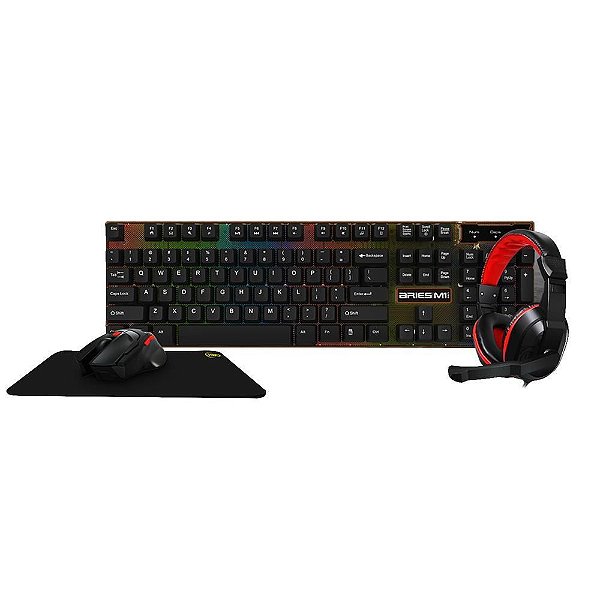 Combo Gamer Kwg AriesM1Lite Teclado Mouse Headset E Mouseped