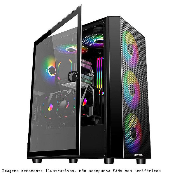 Gabinete Gamer Redragon Skyfire Preto Mid Tower