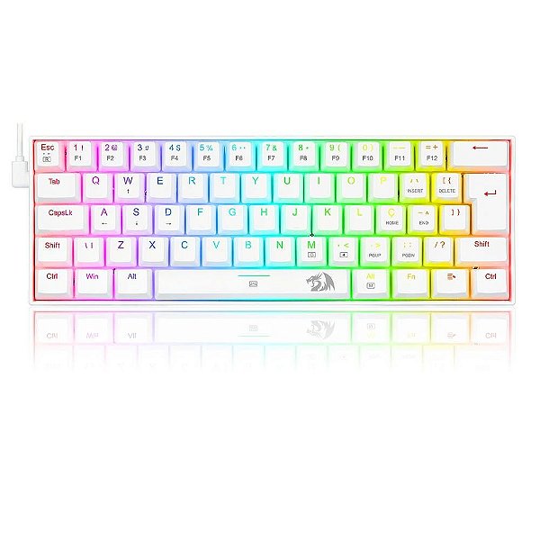 TECLADO MECANICO GAMER FIZZ RGB BRANCO SWITCH VERMELHO