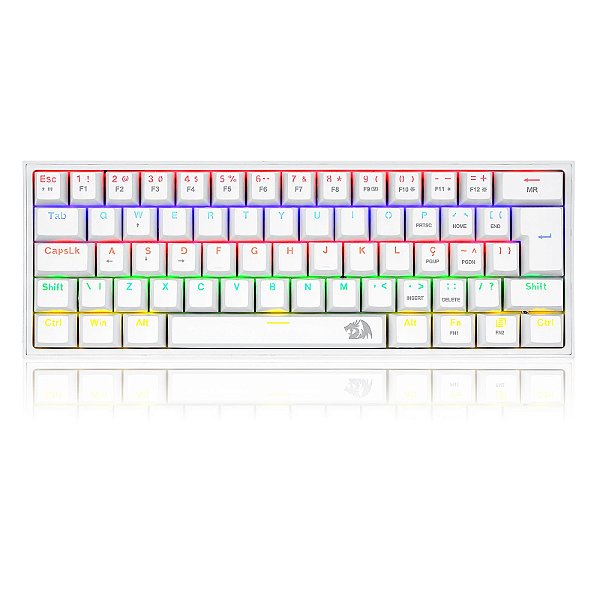 TECLADO MECANICO GAMER FIZZ RAINBOW BRANCO SWITCH AZUL