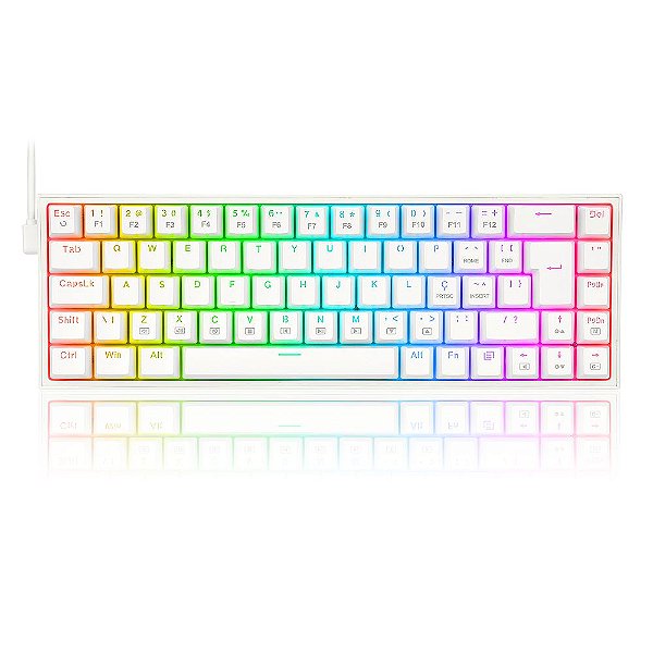 TECLADO GAMER CASTOR RGB BRANCO SWITCH BLUE ABNT2