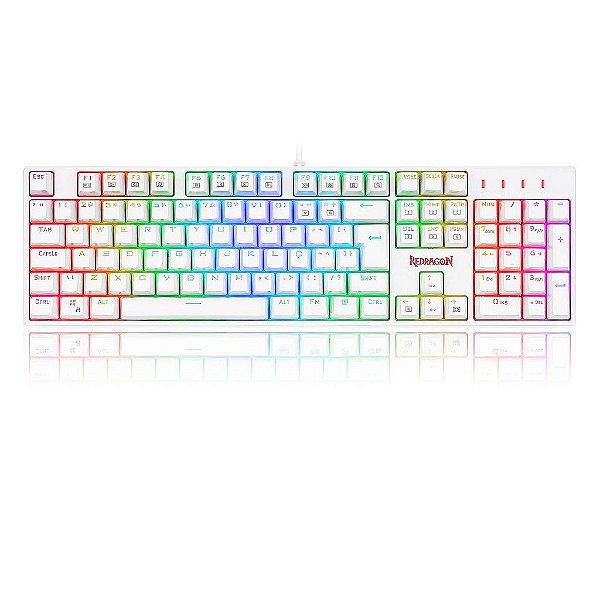 Teclado Óptico Redragon Surara Pro RGB Branco Switch Azul