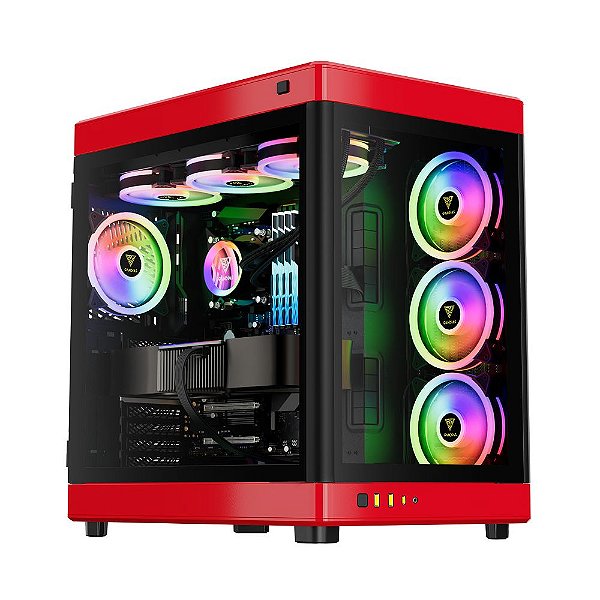 GABINETE GAMER GAMDIAS NESO P1 BR PRETO COM VERMELHO