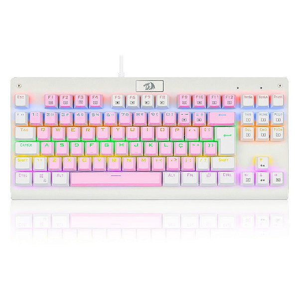 Teclado Mecânico Gamer Redragon Dark Avenger Rainbow Branco OPEN BOX