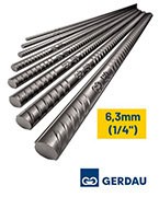 Vergalhão CA 50 6.3mm (1/4") Reto 12 Metros Gerdau
