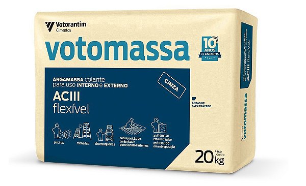 Argamassa Colante ACIII Flexível 20Kg Cinza Votorantim