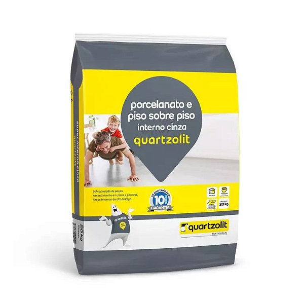 Argamssa Porcelanato e Piso Sobre Piso Interno Cinza Quartzolit 20kg