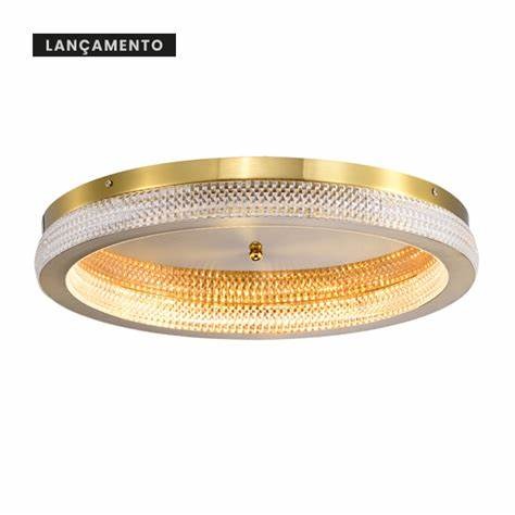 Lustre Plafon Skylight Queensland Dourado Redondo 4006