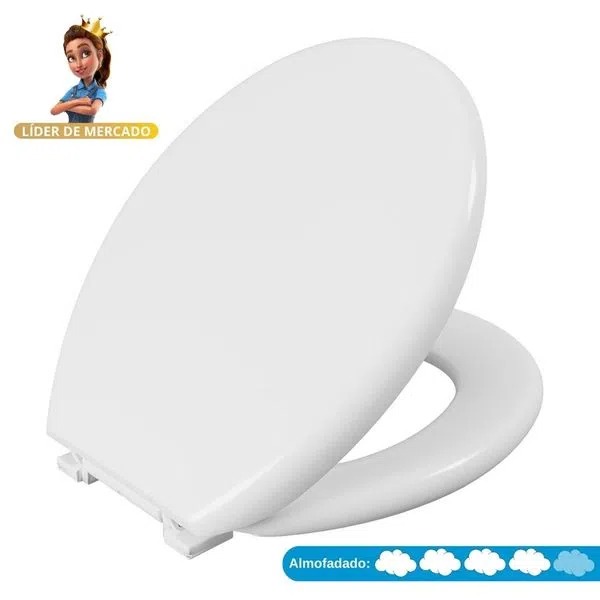 Assento Sanitário Astra Oval Branco Almofadado