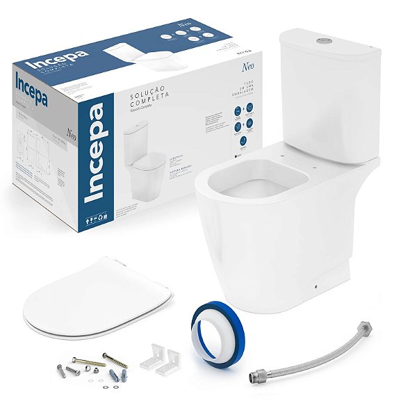 Kit Vaso Sanitário Incepa Caixa Acoplada Ecoflush Neo Branco
