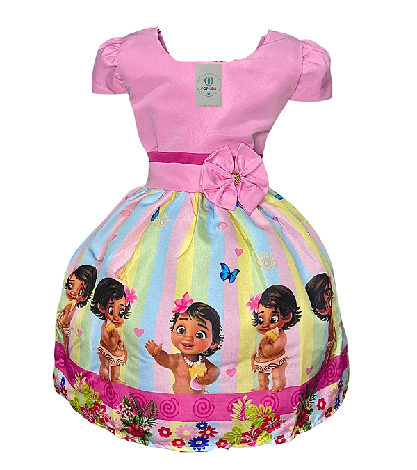 Vestido Temático Moana Bebê Rosa Tam.P (2-3 Anos)
