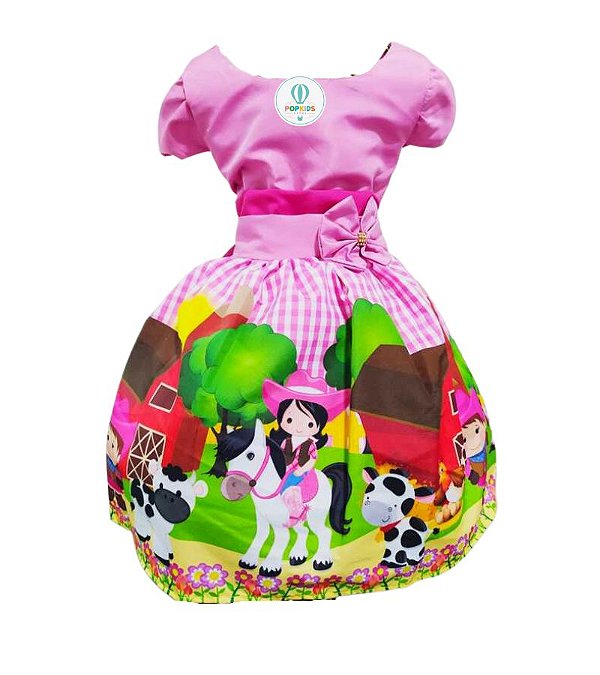 Vestido Temático Fazendinha B Tam.PP (1 Ano)