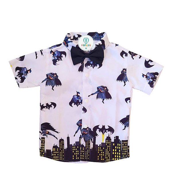 Camisa Temática Batman Branco G (6-8 Anos)