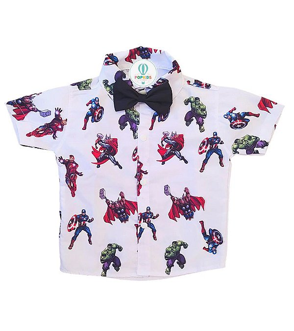 Camisa Temática Vingadores Branco Tam.PP (1 Ano)