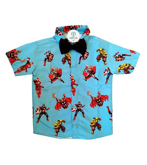 Camisa Temática Vingadores Azul Tam.P (2-3 Anos)