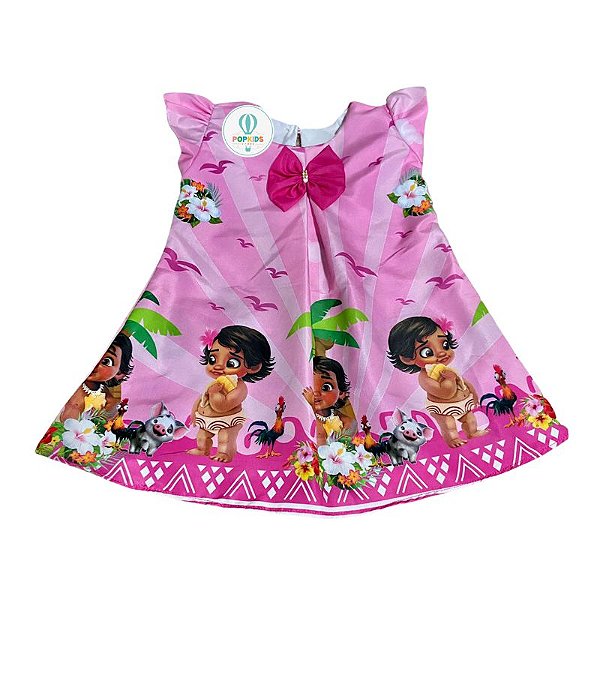 Vestido Trapézio Moana Bebê - Tam.PP (1 ano)
