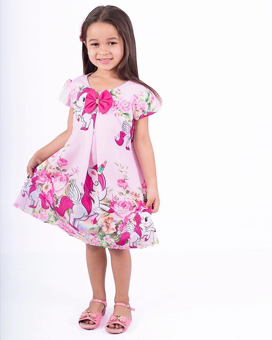 Vestido Trapézio Unicórnio G (5  anos)