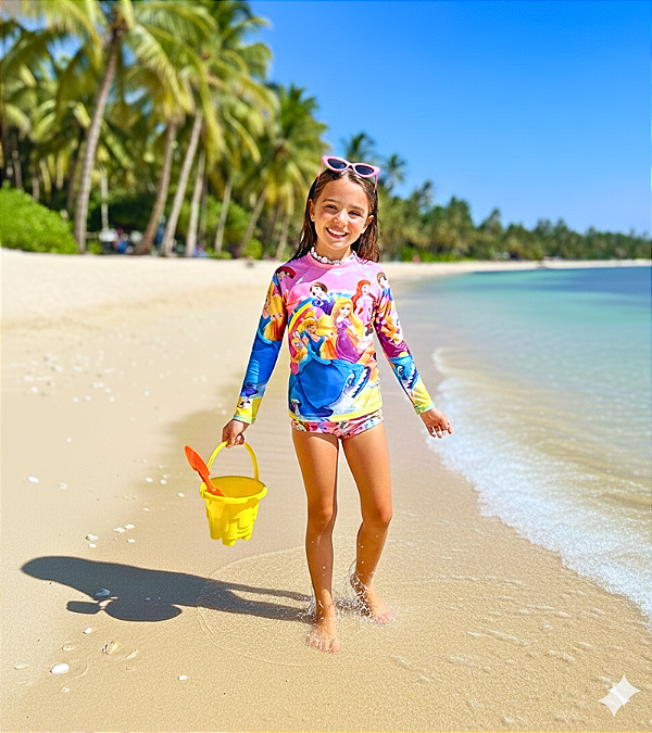 Conjunto Proteção Solar Princesas G (7-9 anos)