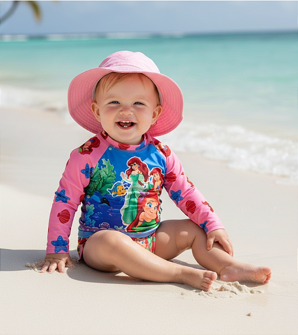 Conjunto Proteção Solar Pequena Sereia PP (Meses a 1 ano)