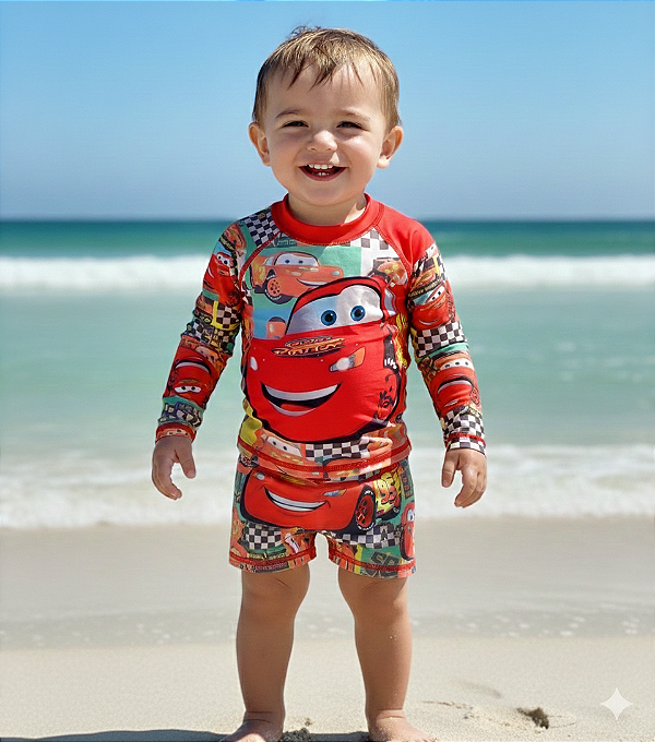Conjunto Proteção Solar Carros McQueen (1-3 anos)