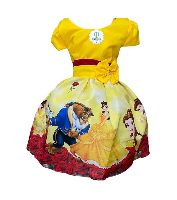 Vestido Temático Bela e a Fera E Tam.P (2-3 Anos)