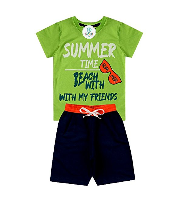 Conjunto Infantil Summer Time Verde Tam.12