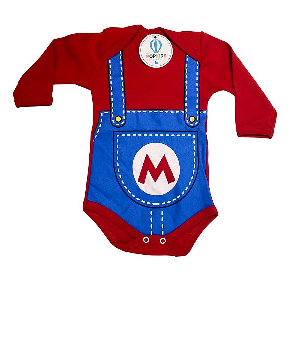 Body Temático Super Mário Manga Longa Tam.M