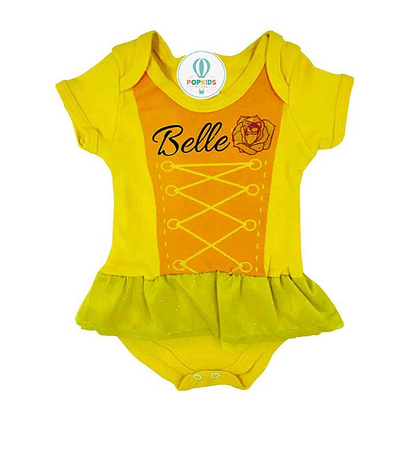 Body Temático Bela Amarelo Tam.P