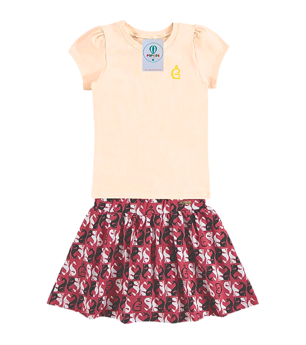 Conjunto Social Infantil Baby Look e Shorts Saia Glinny Tam.2