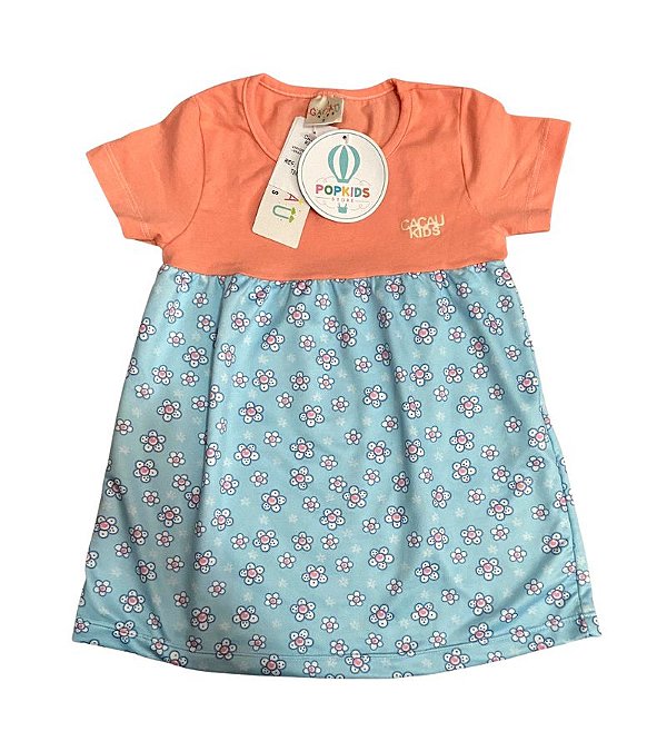 Vestido Estampado Flores Cacau Kids Tam.3